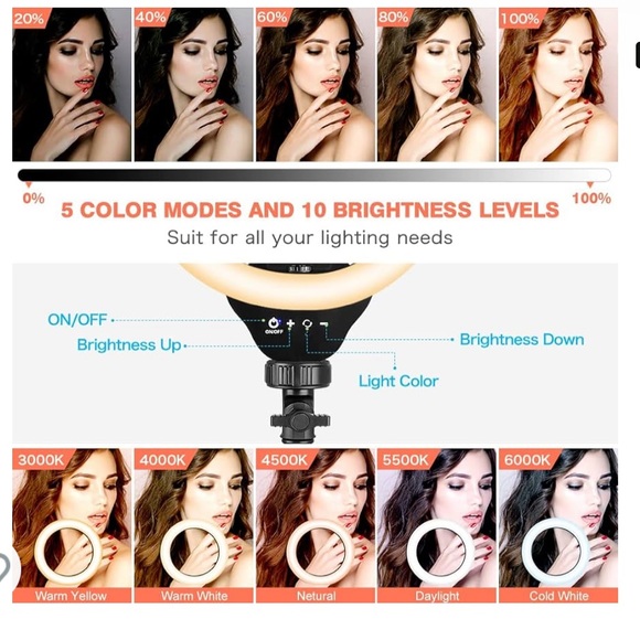 New in box 12” Ring light set with 62” tripod stand - Picture 2 of 13